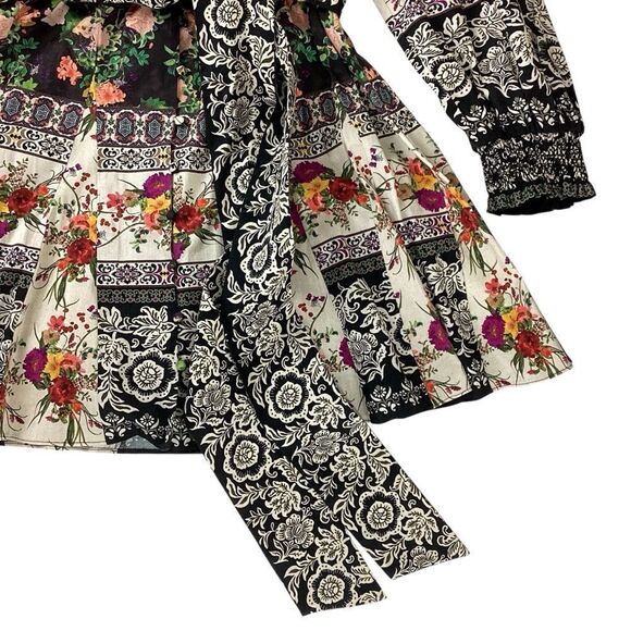 NWT Alice + Olivia Size 6 Janis Floral Mock Neck Mini Dress Dream Castle Multi - Picture 6 of 13